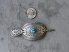 Vintage  1950 s  Navajo Hair Pin Sterling Silver   Turquoise 3 5 8 Inch 12 7 Grm