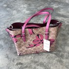 New Coach Cz767 Bow Pt Mollie 25 Tote Satchel Handbag Tan Pink Multi Authentic