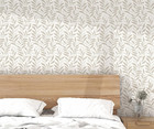 Leaf Peel And Stick Wallpaper Boho 17 3 x78 8  Beige And White Wallpaper Self Ad
