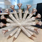 Stylish Decorative Rose Gold Crystal Ballpoint Pen Fits Office  School And Gifts