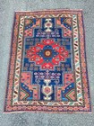 Blue Persiani Antique Rug 4x5  Heriz Rug 4x6  Oriental Rug Vintage  Serapi Rug