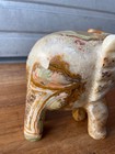 Vintage Carved Banded Green Onyx Marble Elephant Statue Figurine 5x6 