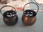 Hosley Halloween Jack-o -lanterns Votive Candle Holders Metal Bronze  Black