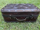 Vintage Style Wooden Treasure Chest Trunk Brown Quilted Faux Leather Storage Box
