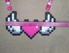 Pink Heart Perler Bead Kandi Necklace-fuse Bead-edc-rave-festival-plur-edm