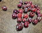 Lot Of 59 Antique Lampwork African Trade Venetian Red Skunk Beads Glass