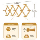 Nnx Premium Accordion Rack For Wall  Expandable Coat Rack  Hat Organizer  Bamboo