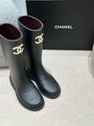 New Rubber Rain Boots Black With White Cc Logo