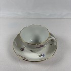 Meissen Scattered Flowers Porcelain Teacup And Saucer Set Gold Gilt Trim
