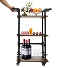 3 Tier Commercial Rolling Bar Cart Dining Cart Kitchen Storage Wine Rack Cart