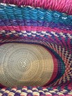 African Bolga Basket Handwoven Leather Handle Colorful Decor
