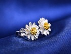Fashion Women Solid 925 Sterling Silver Daisy Shape Ear Stud Earrings Jewelry