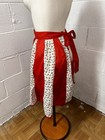 Kitchen Apron W pocket Vtg Tablecloth Red Ribbons Calico Flowers Mrs Claus S3