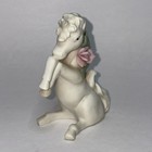 Vintage White Porcelain Unicorn With Pink Rose And Petals 3   x4   
