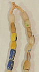      Vintage African Trade Beaded Necklace Yellow White Blue Glass 29 Beads     