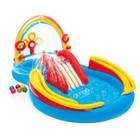 65 Gal  Inflatable Pool Swimming Rainbow Ring Play Center With Water Slide Kids 