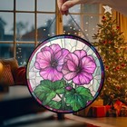 Geranium Suncatcher  Stained Glass Style Window Hanging Decor