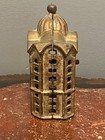 Antique Cast Iron Bank Building - Piggy Bank - Money Holder-  Bills - Coins