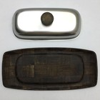 Vintage Butter Dish Stainless Steel   Wood Base Mid Century Modern Scandi Style