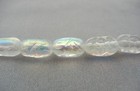 20 Czech Glass Druk Beads 10x6mm Crystal Ab Textured Oval Pressed Clear Ab  P201