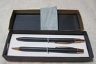 Vintage Astramatic Pen Pencil Set Matte Black   Gold Tone