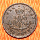 1857 Bank Of Upper Canada One Penny Canadian Colonial Token