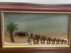 Handmade Uae Middle Eastern Sand Art Souvenir Camel Caravan Desert Scene Framed