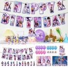Kpop Demon Hunters Fans Banner Balloons Cake Toppers Birthday Party Decorations