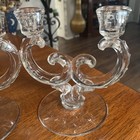 Vintage Fostoria Glass 7   Double Arm Century Candlestick Holders  2  Perfect