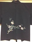 Boro Used Japanese Old Cloth Jacket Half Coat Black Colour Haori Flowers Japan