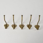 Vintage Brass Plated Metal Coat Hook Set Of 5