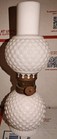 Vintage White Milk Glass Hobnail 2 Globes Oil Lamp 8   Petite Lamp
