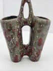 Vintage Mid-century Modern Style Ceramic Double-pocket Vase Speckled Finish