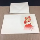Vintage Christmas Card Nos Cute Girl Red Winter  Unused Holiday Season Gift Htf