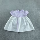 Vintage 3 Toddler Girls White   Lavender Party Dress With Embroidered 1059