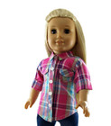 Doll Clothes Pink Plaid Shirt And Navy Leggings Fits 18 Inch American Girl