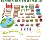 Tiny Land Train Set 110pcs Wooden Train Set  Toy Train For Boys   Girls With