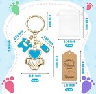 12 Sets Baby Shower Favors For Boy Blue Footprint Keychains Gifts With Bottle   