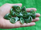 Green Nephrite Jade Koru Pendant     Maori-style Teardrop Design