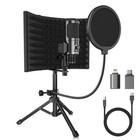 Studio Recording Microphone Isolation Shield With Pop Filter  tri-stand Kit