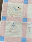 Vtg Handmade Unisex Baby Crib Quilt Hand Embroidered Quilted 33 X 41 Animals