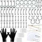 84pcs Body Septum Piercing Kit 14g 16g Tools For Nose Tongue Lip Ear Eyebrow    