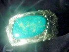 Navajo Cuff  Sterling Silver Blue Turquoise Bracelet Nj Johnson See Shaman Horse