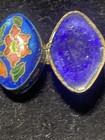Vintage Cloisonn   Trinket Box Pill Box Bluefloral Enamel Brass 1   