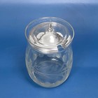 Vintage Etched Crystal Jam   Mustard Jar With Signed Sterling Silver Lid 