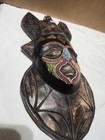  Vintage African Tribal Wood Carved Mask Seed Bead Detail Ghana 