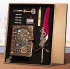 Handmade Steampunk Notebook Leather Journal With Customized Bookmark And Stamp