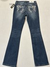 Nwt Miss Me Jeans Chloe Boot 27wx34l Blue Cowgirl Rodeo Floral Pocket Bling