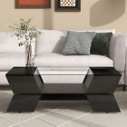 Modern 2-tier Coffee Table Cocktail Table With Open Shelves For Living Room