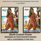 Sexy Pinup Girl Custom Alcohol Poster Any Beer Whiskey Tequila Vodka Brand   394